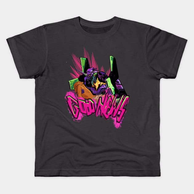 Neon Genesis Good News Kids T-Shirt by Apocrypals